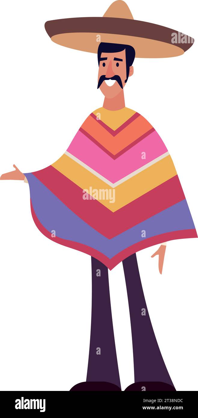 mexican man with poncho Stock Vector Image & Art - Alamy