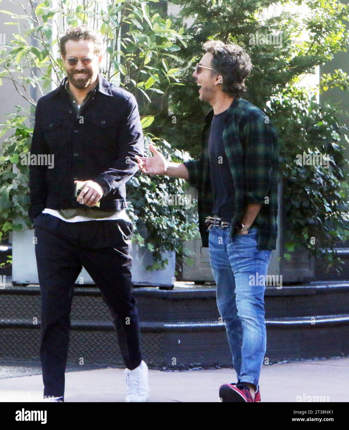 NEW YORK, NY OCTOBER 23 Ryan Reynolds and Shawn Levy seen in New York