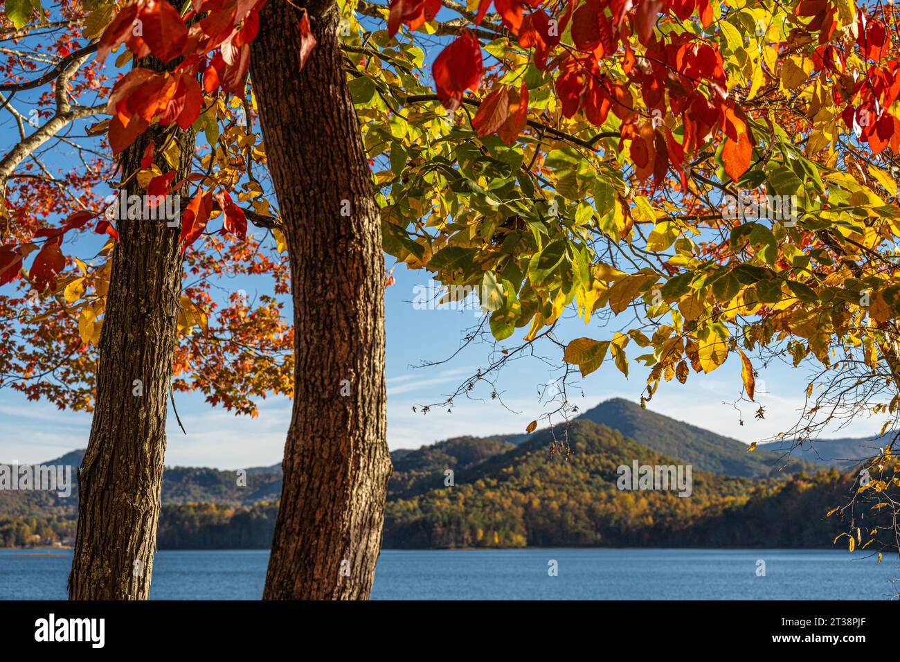 Scenic autumn view of Lake Chatuge in Hiawassee, Georgia. (USA) Stock Photo
