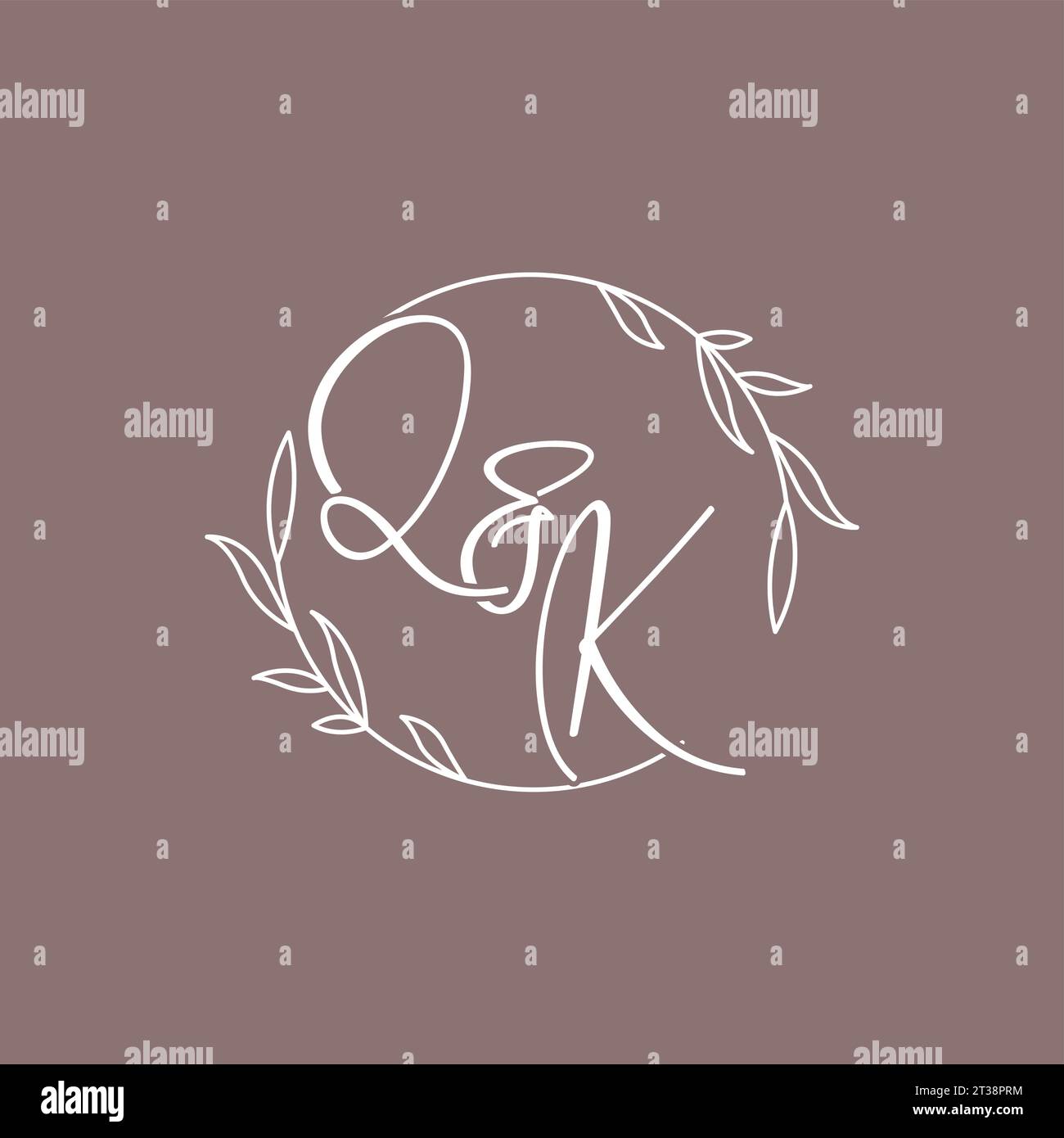 QK wedding initials monogram logo ideas vector graphic Stock Vector