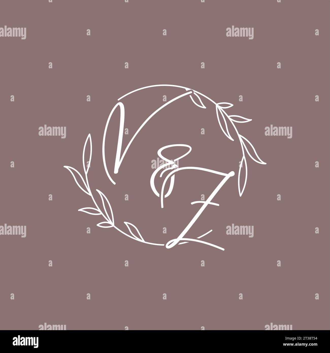 VZ wedding initials monogram logo ideas vector graphic Stock Vector