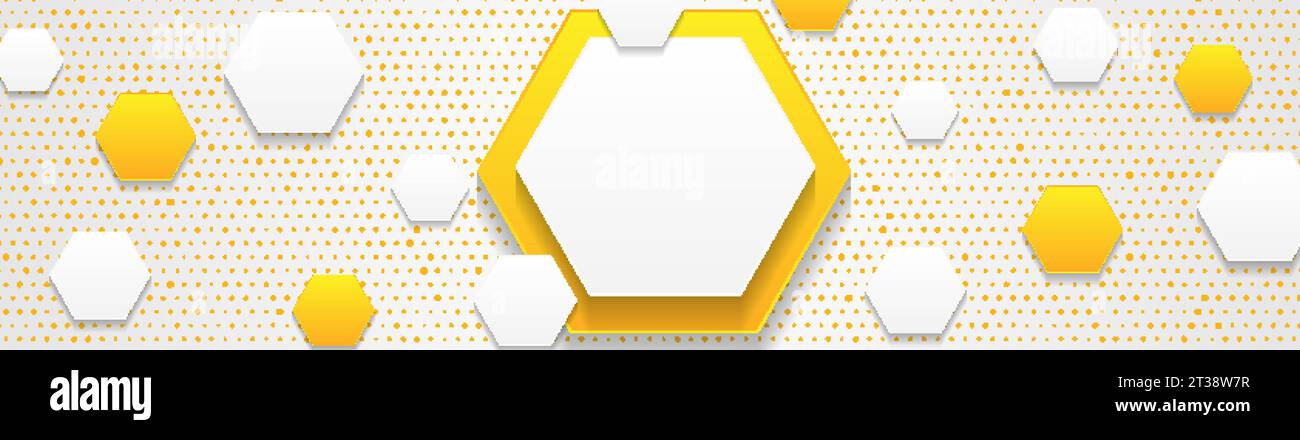 Grey and orange geometric hexagons abstract technology background with ...