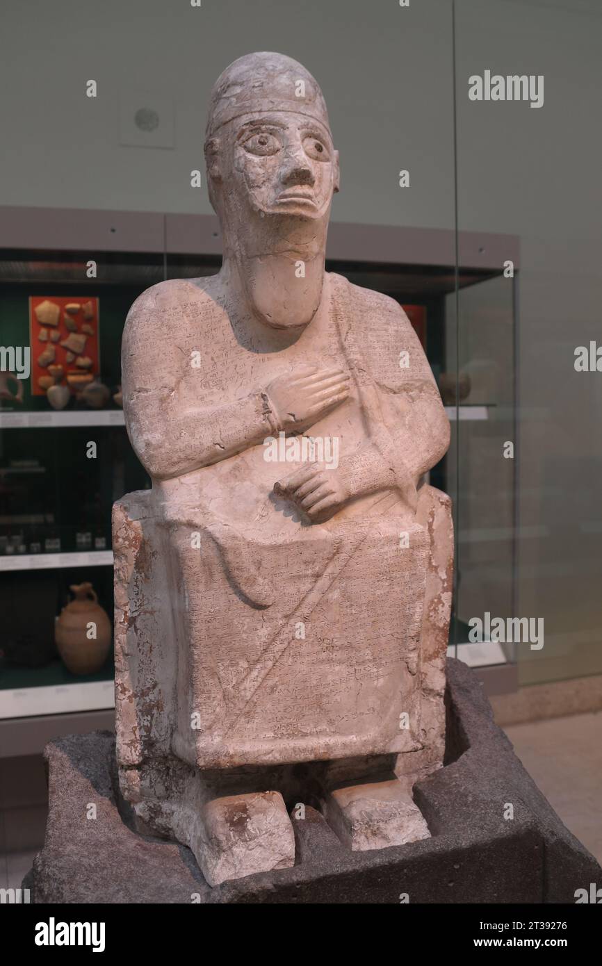 Statue of King Idrimi of Alalakh at the British Museum, London, UK