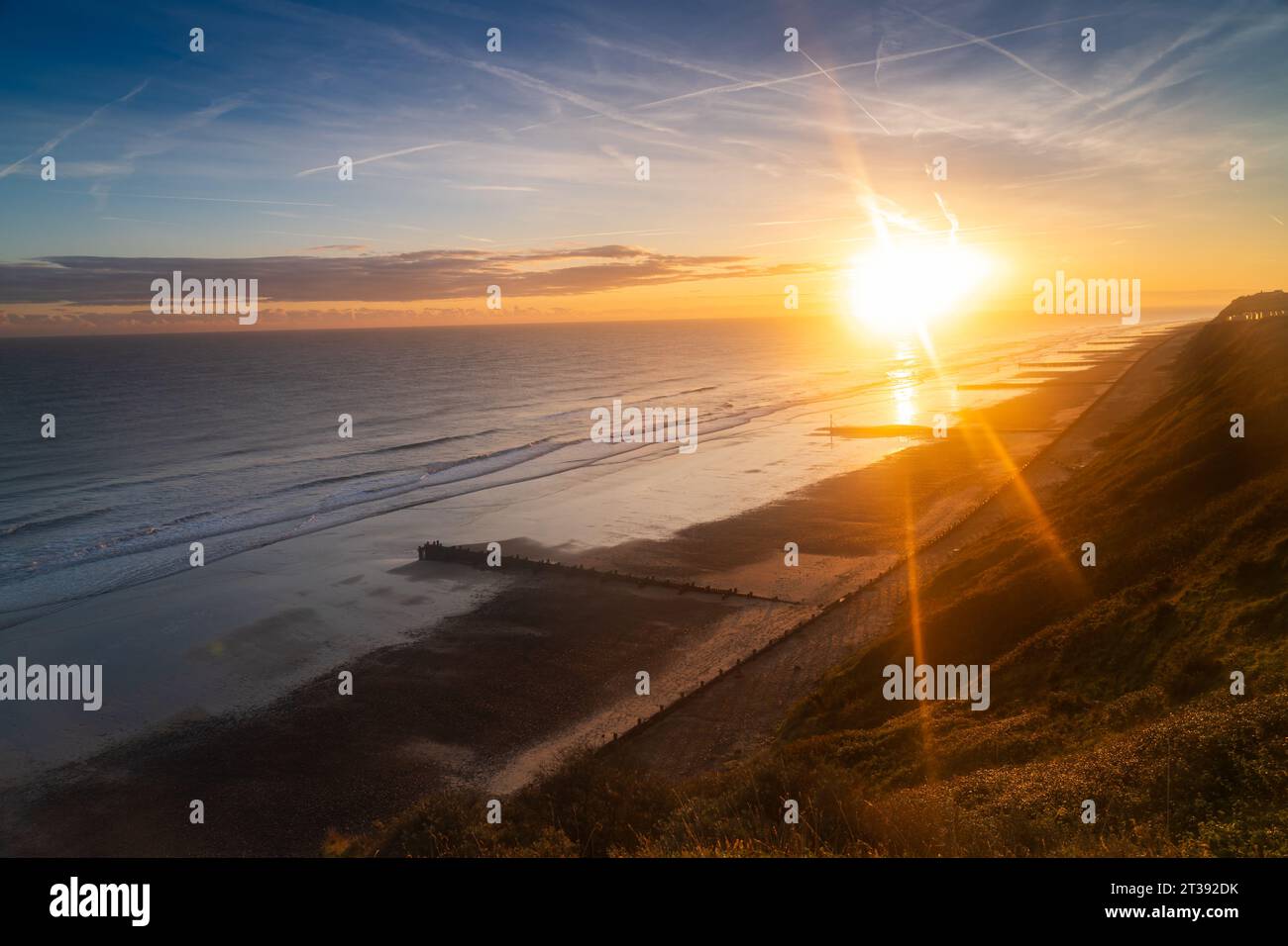 Beach Sunrise in North Norfolk, UK Stock Photo