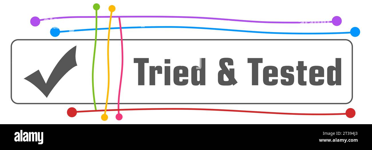 Tried And Tested Colorful Lines Dots Grey Square Tick Mark Stock Photo ...