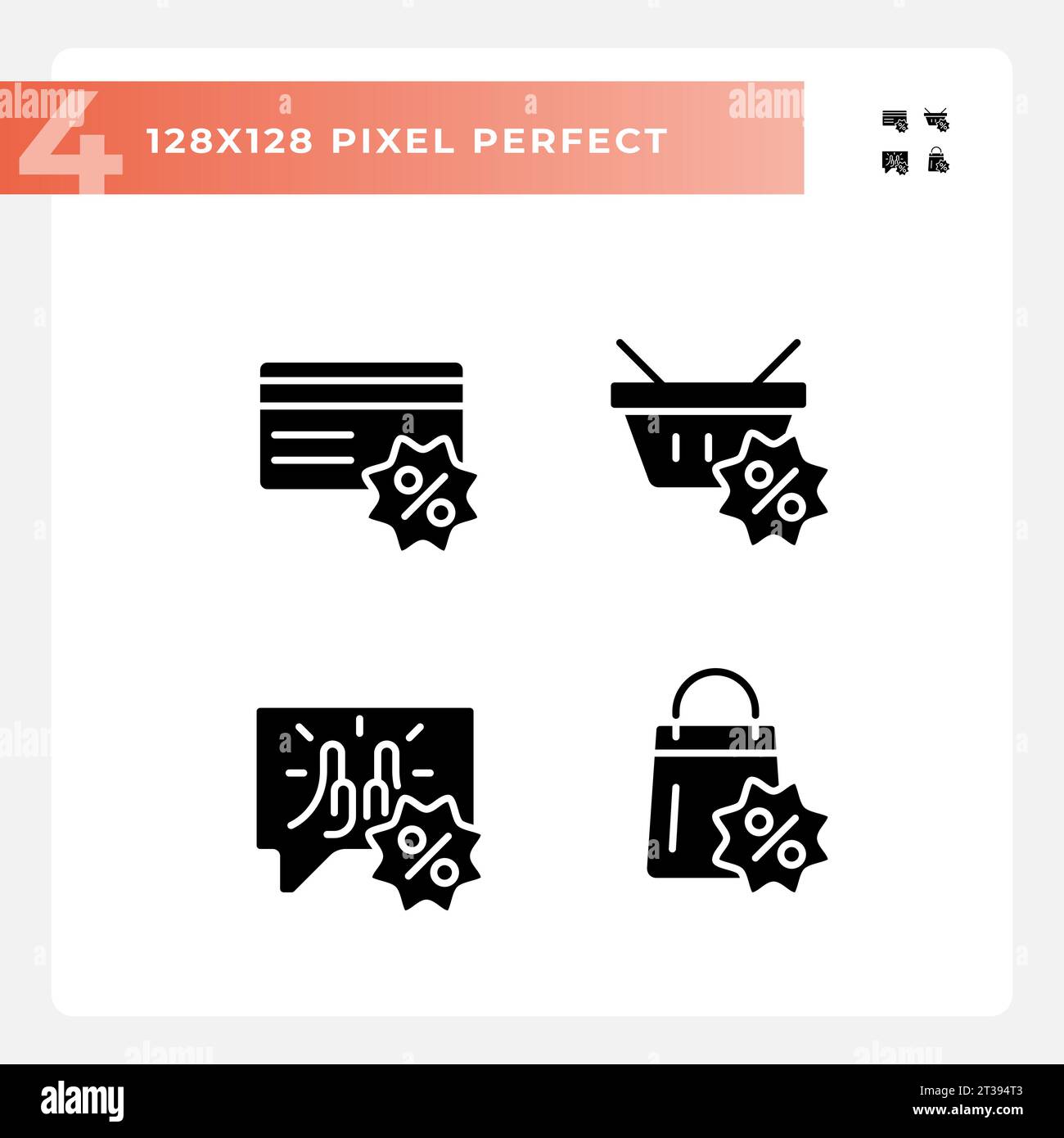 2D pixel perfect glyph style discounts icons Stock Vector Image & Art ...