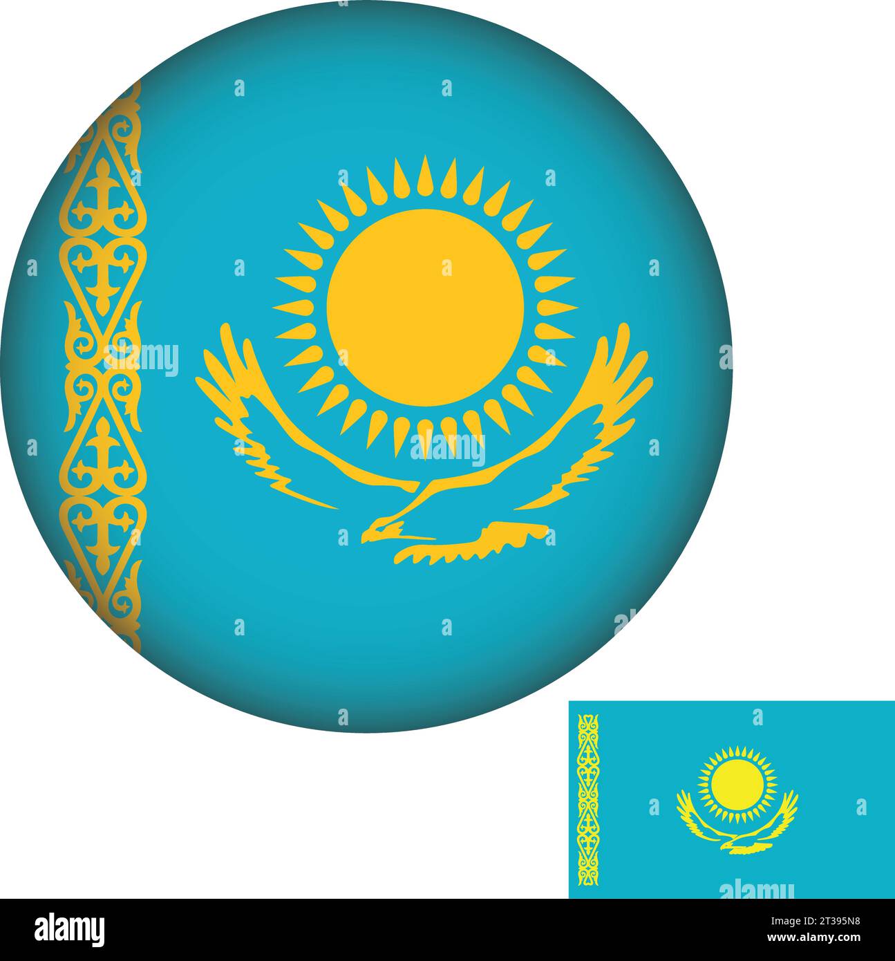 Kazakhstan Flag Round Shape Stock Vector Image & Art Alamy