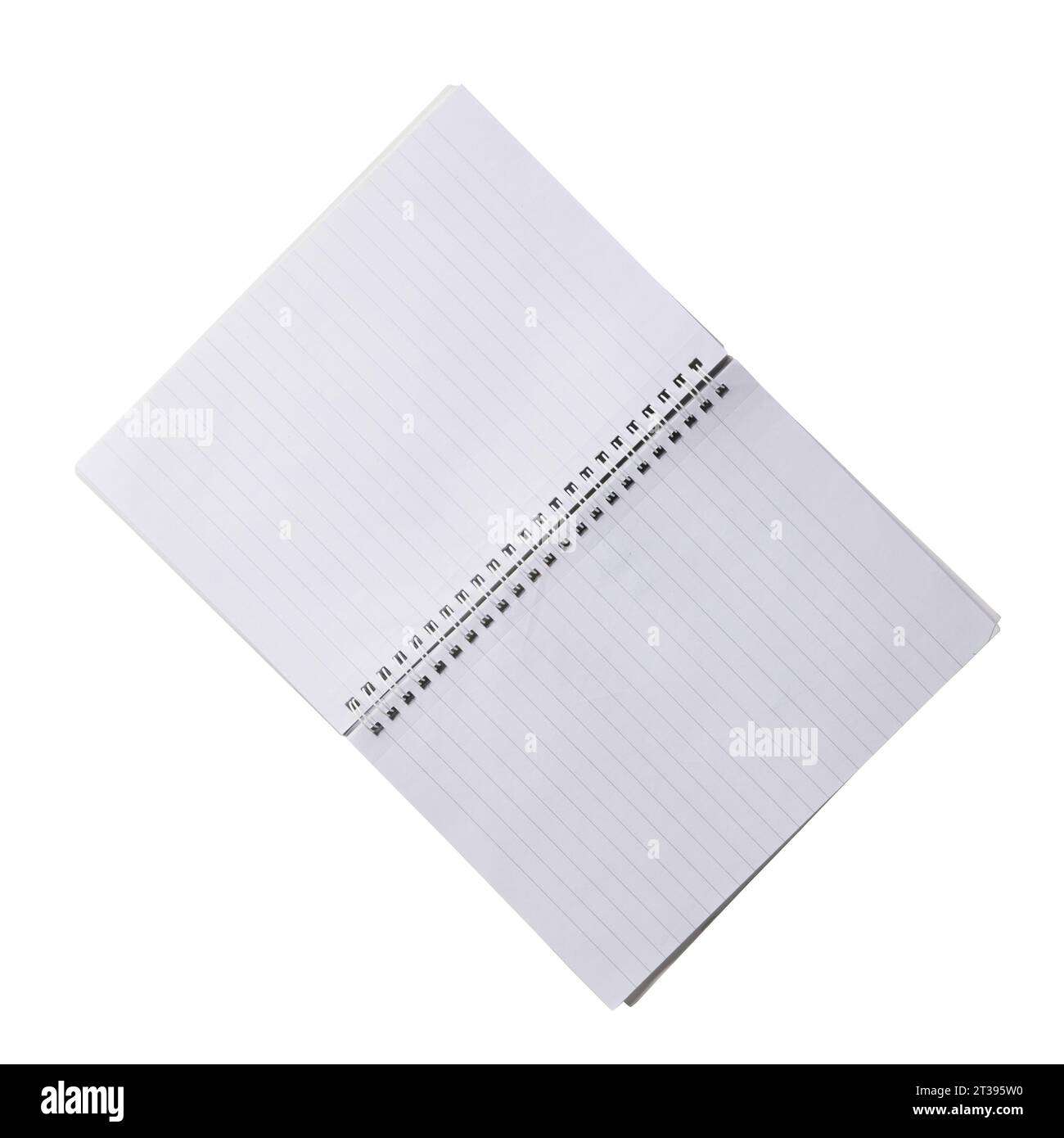 Open paper notebook with coil binding. Spiral bound journal. Realistic