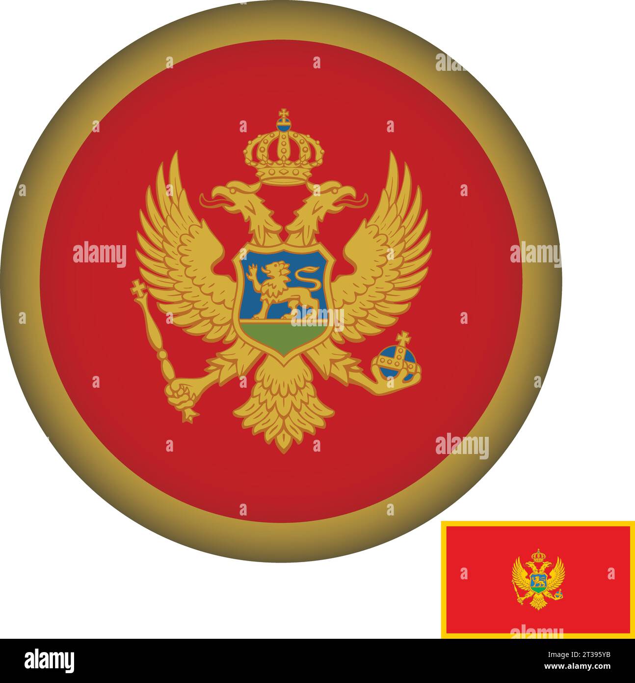 Montenegro Flag Round Shape Stock Vector