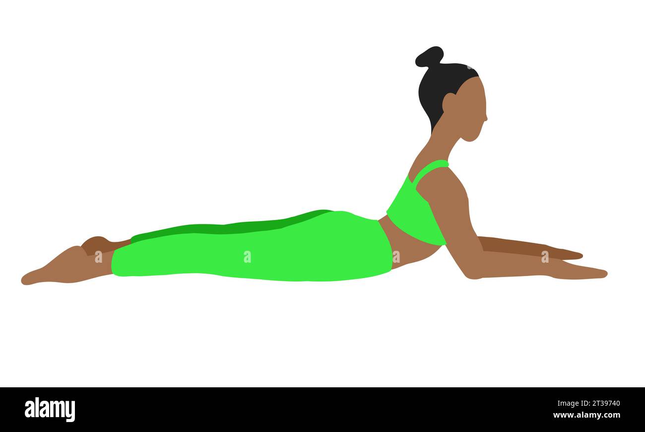 Flexibility pilates yoga pose. African American female, lady, woman