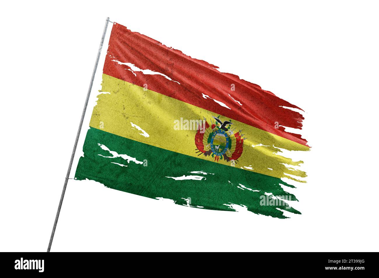 Bolivia torn flag on transparent background with blood stains Stock ...