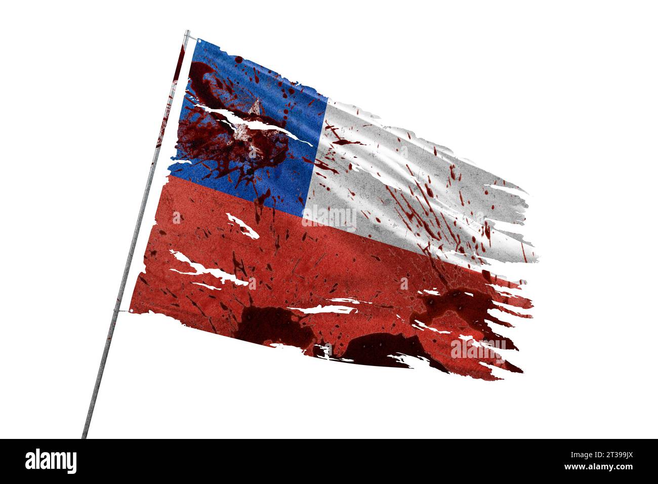 Chile torn flag on transparent background with blood stains Stock Photo ...