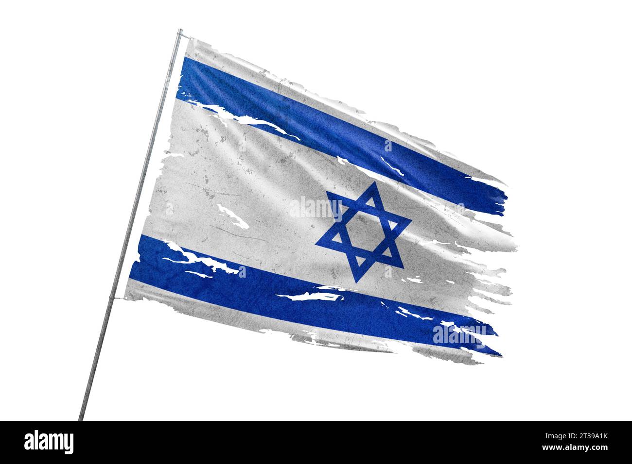 Israel torn flag on transparent background. Stock Photo
