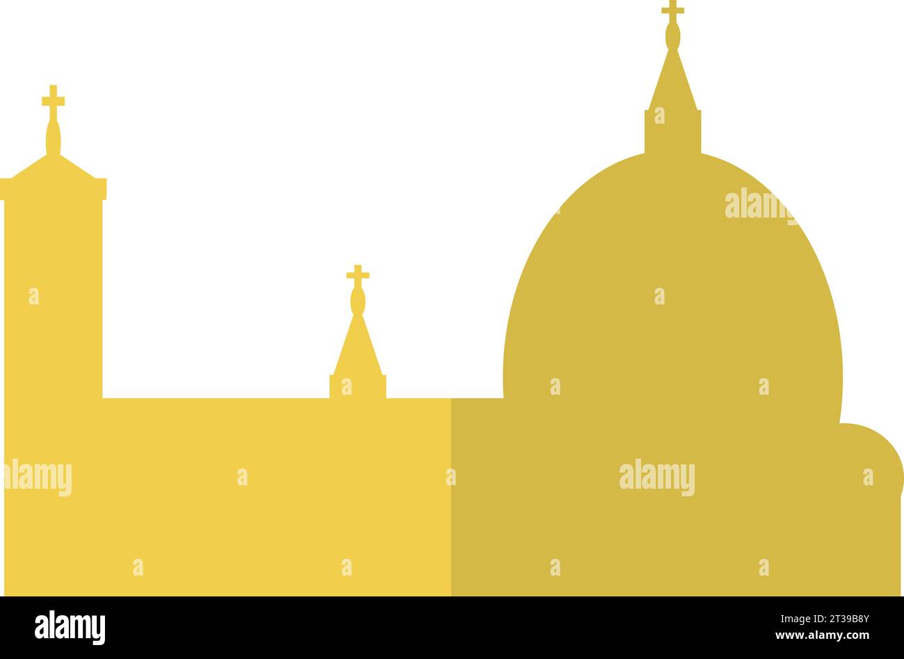 Simple yellow flat drawing of the CATHEDRAL OF SANTA MARIA DEL FIORE, FLORENCE Stock Vector
