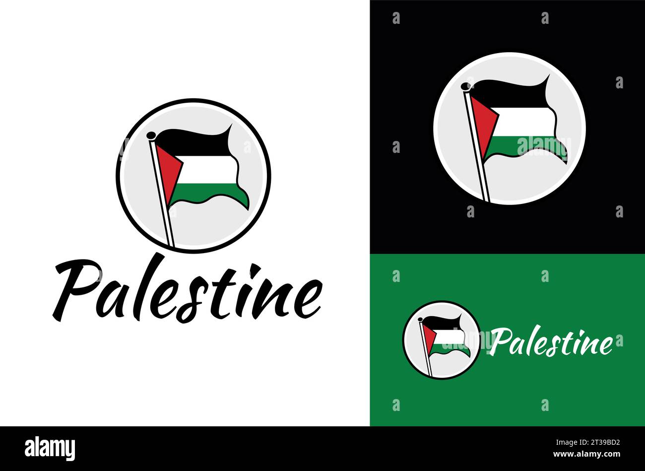 Waving Flag of Palestine vector icon Illustration Design Template Background Stock Vector