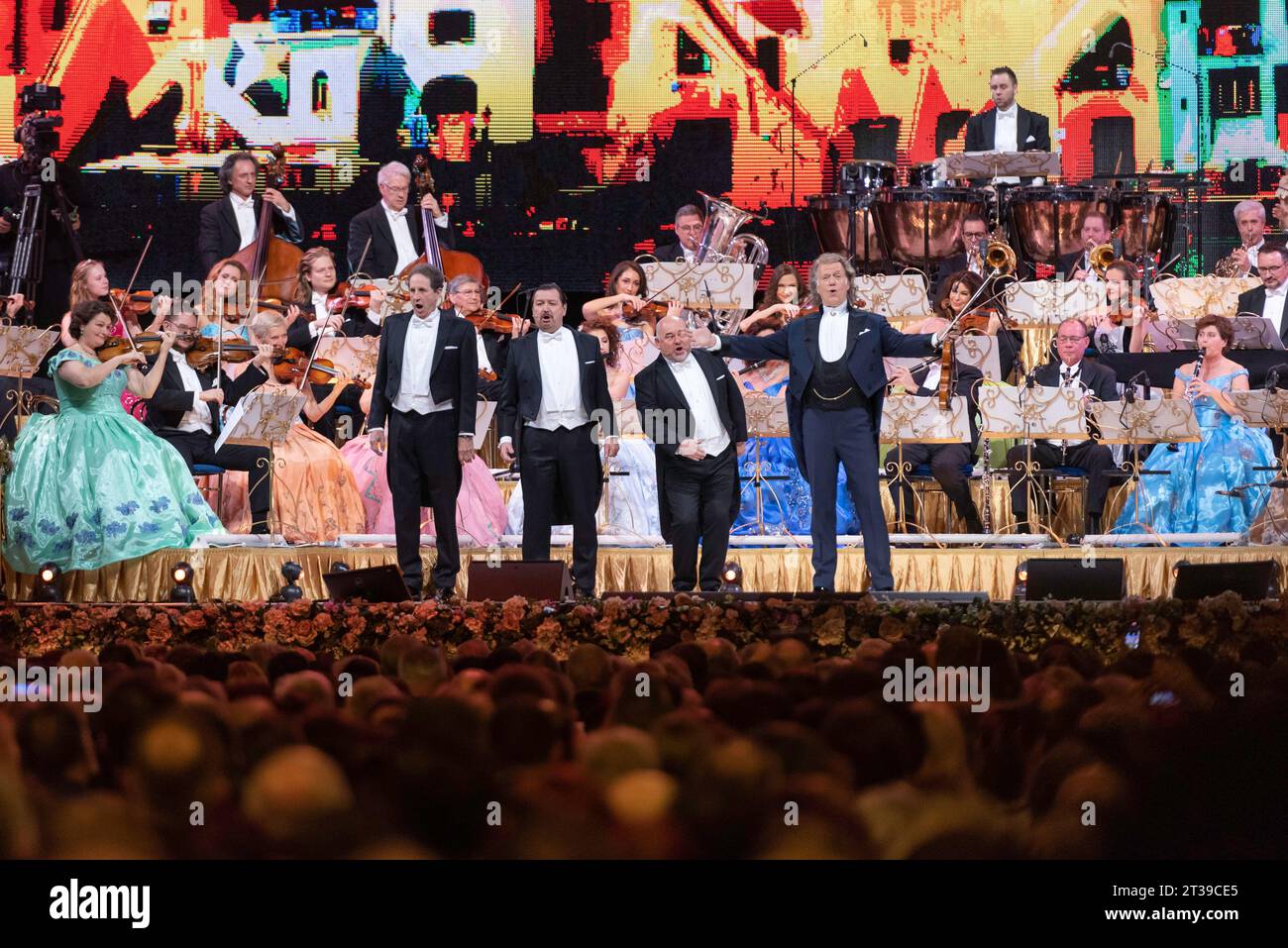 The famous violinist Andre Rieu, together with the Johann Strauss Orchestra, gives a series of concerts in Cluj-Napoca. Cluj-Napoca, Tuesday, February Stock Photo