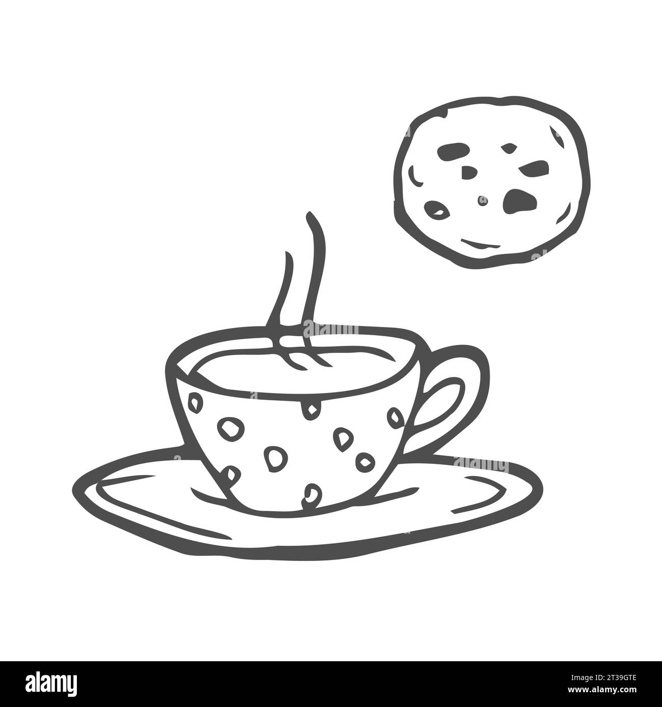 Tea and Cookie Hand Drawn Sketch Doodle Vector Stock Vector