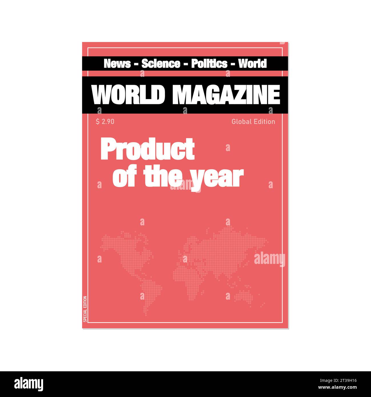 Magazine cover template. Blank vector generic magazine mockup with copy space. Product of the year concept. Stock Vector