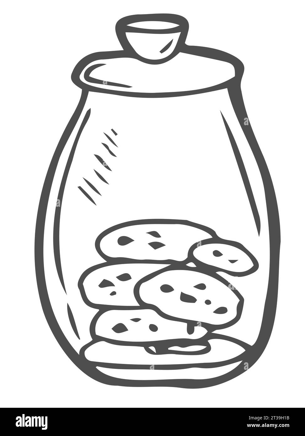 Hand drawn illustration glass jar and cookies. Creative ink art work. Actual vector drawing bake Stock Vector