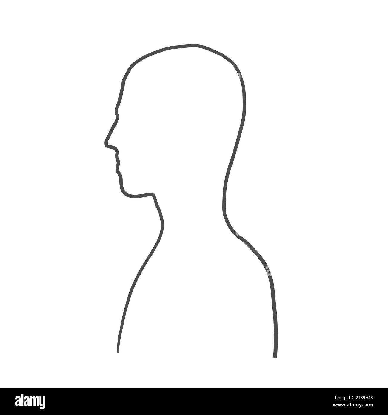 Human head line drawing silhouette side view. Human profile simple
