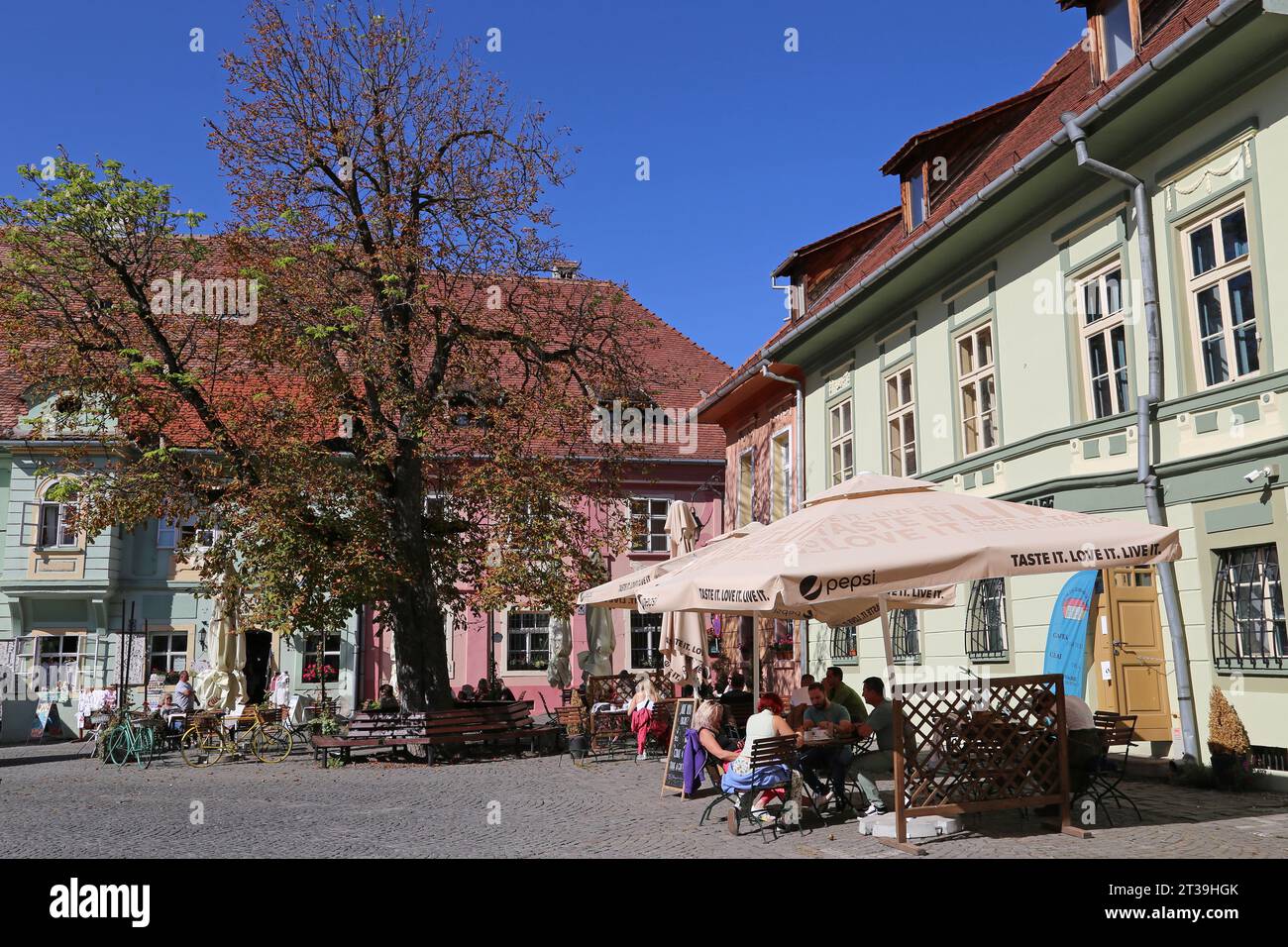 Piața Cetății (Citadel Square), Sighişoara, UNESCO World Heritage Site, Mureş County, Transylvania, Romania, Europe Stock Photo