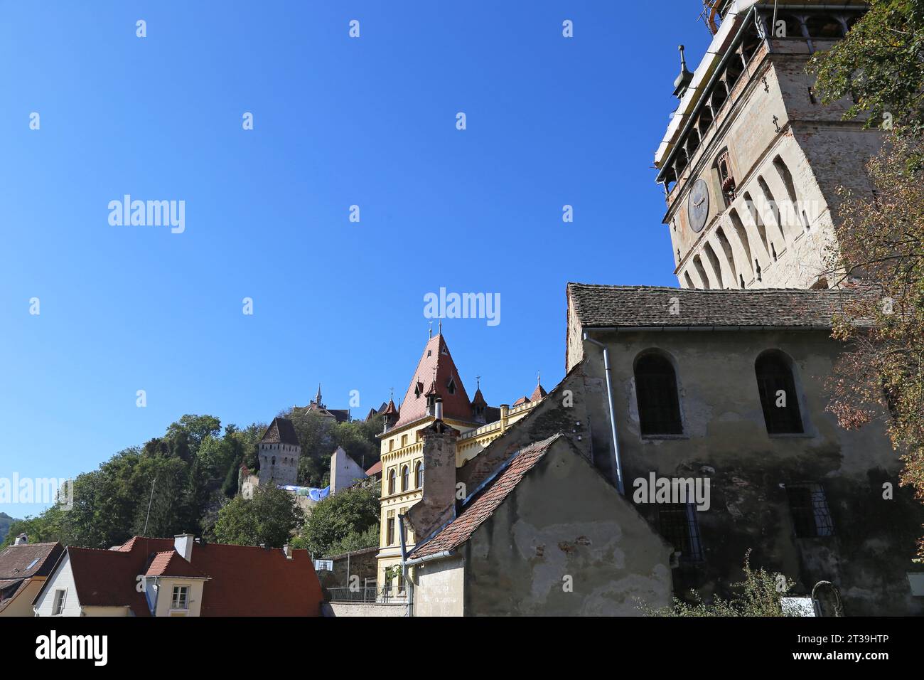 Turnul cu Ceas (Clock Tower), Piața Muzeului, Sighişoara, UNESCO World Heritage Site, Mureş County, Transylvania, Romania, Europe Stock Photo