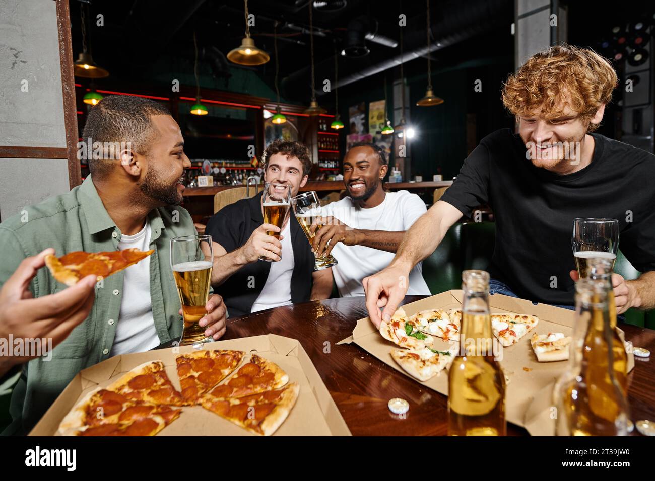 Friends Pizza Party Top View Stock Photo - Image of celebration, celebrate:  98060748