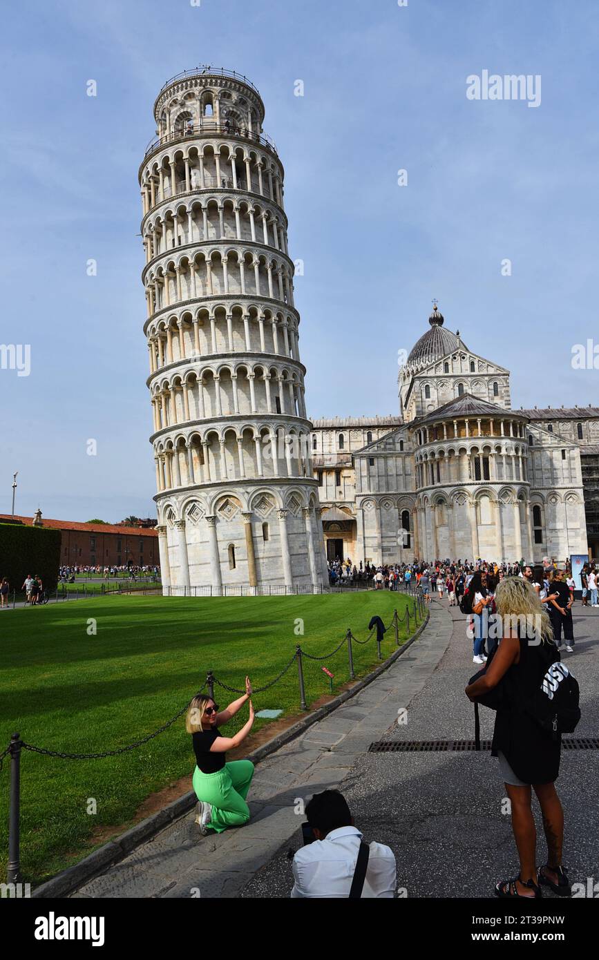 Pisa Italy September 16 2023 Piazza Dei Miracoli With The Basilica Pisa Italy September 16 2023 Piazza Dei Miracoli With The Basilica