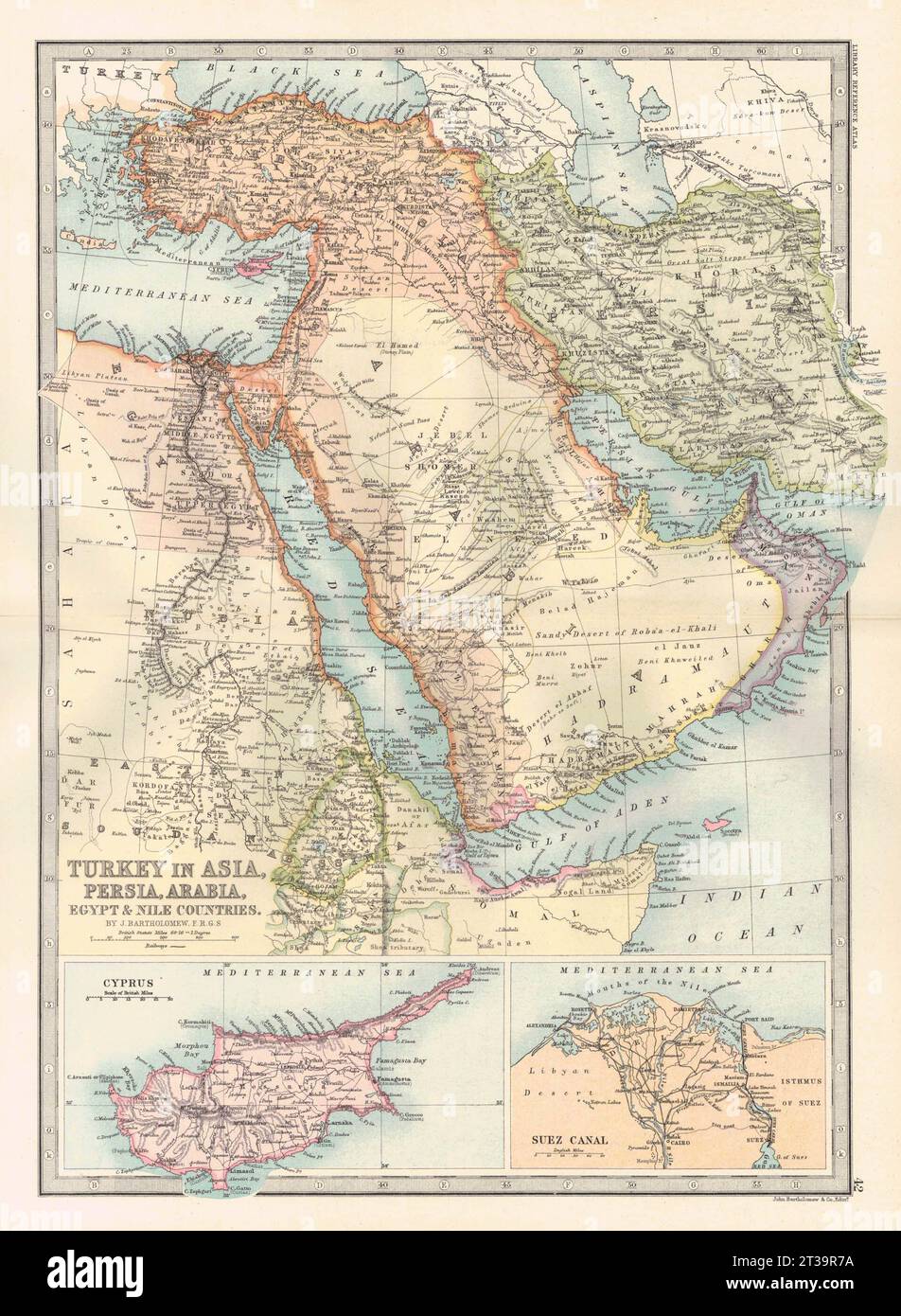 Turkey in Asia, Persia, Arabia, Egypt and Nile Countries 1879 Atlas map
