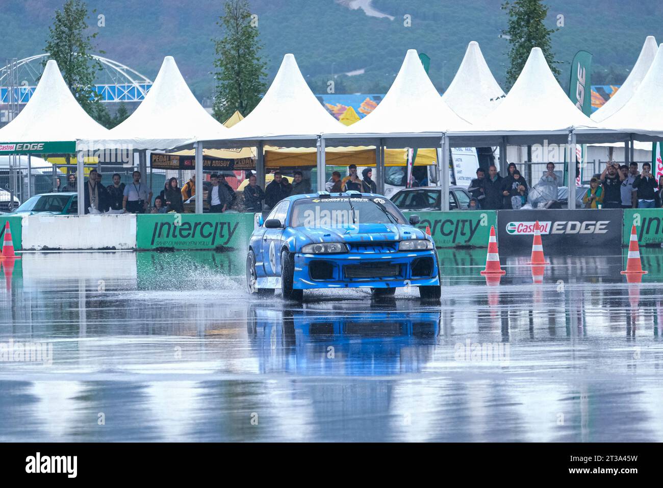 Car drift activity at Intercity Istanbul Park. Doğukan Manço is drifting with car at Intercity. Stock Photo