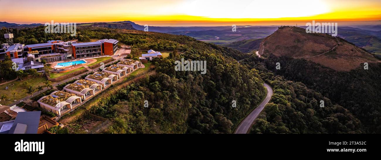 Aerial view of the top of the mountain at sunset in Graskop, South Africa Stock Photo