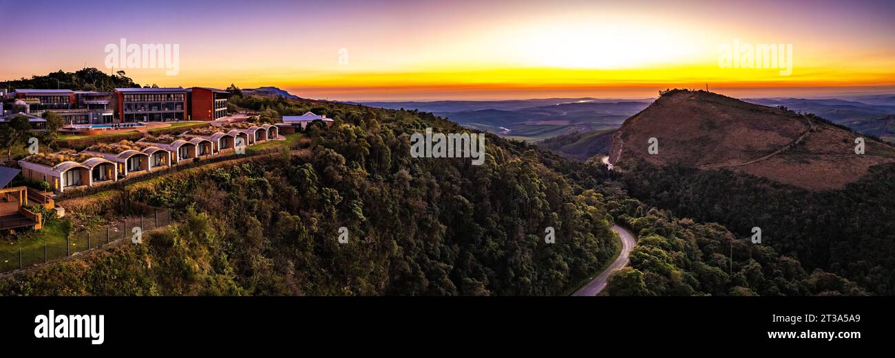 Aerial view of the top of the mountain at sunset in Graskop, South Africa Stock Photo