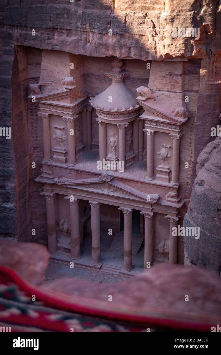 High angle view of famous Al-Khazneh Treasury in the historic and ...