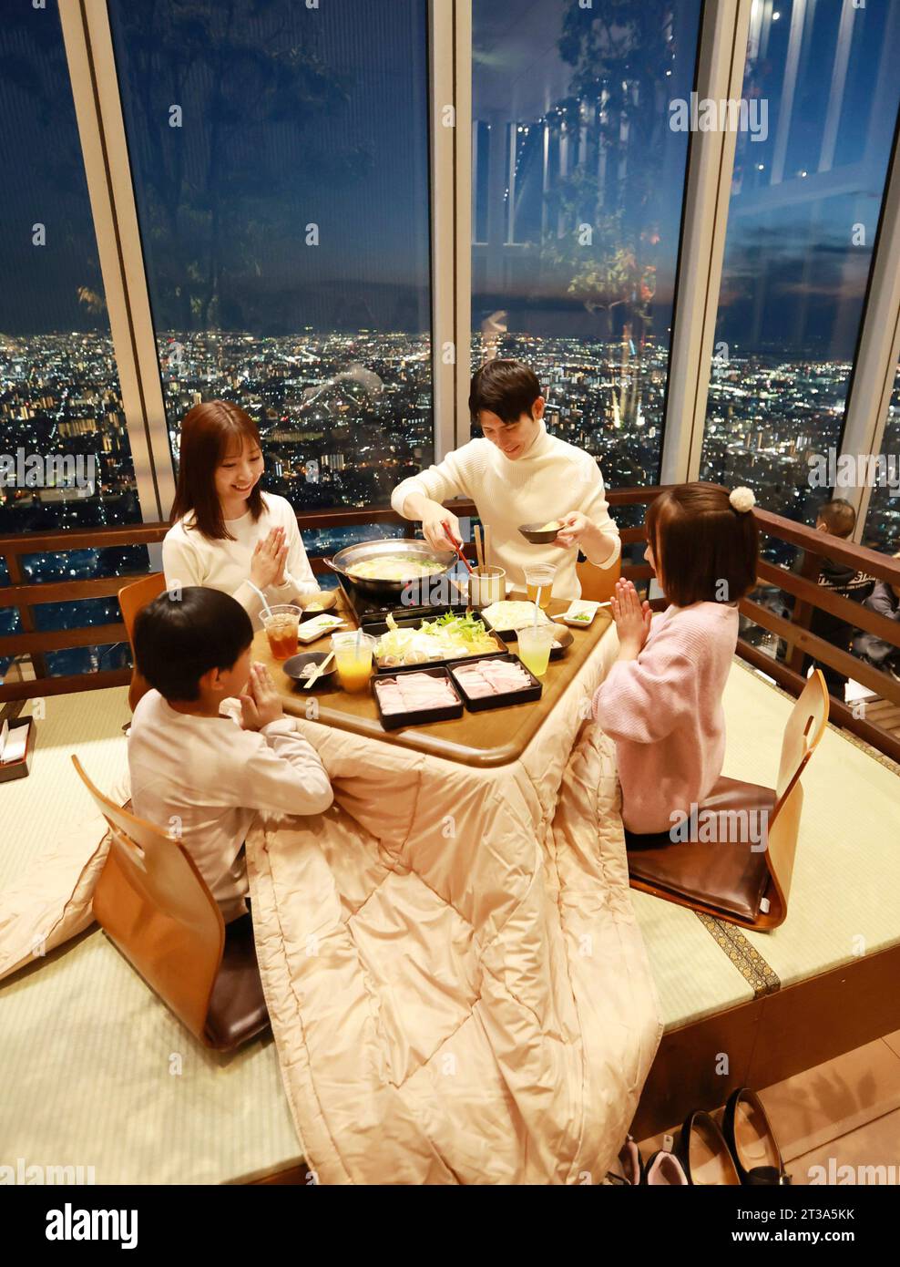 Abeno Harukas observation deck where people can enjoy hot pot dishes