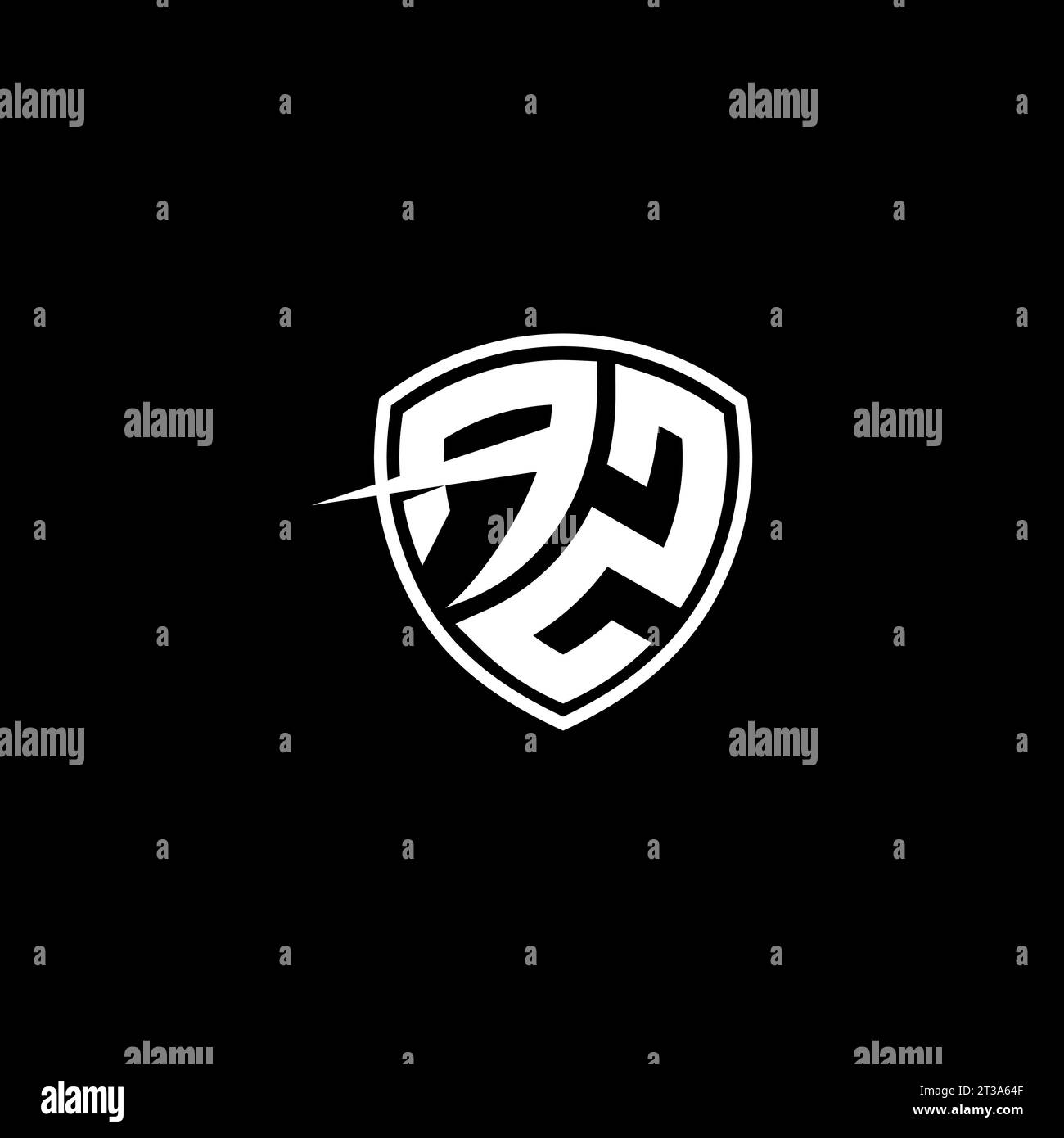 AZ logo monogram emblem style with shield shape design template ideas Stock Vector
