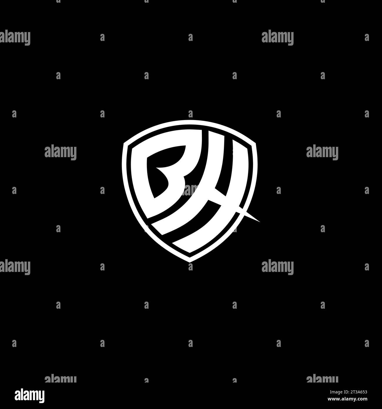 BH logo monogram emblem style with shield shape design template ideas Stock Vector