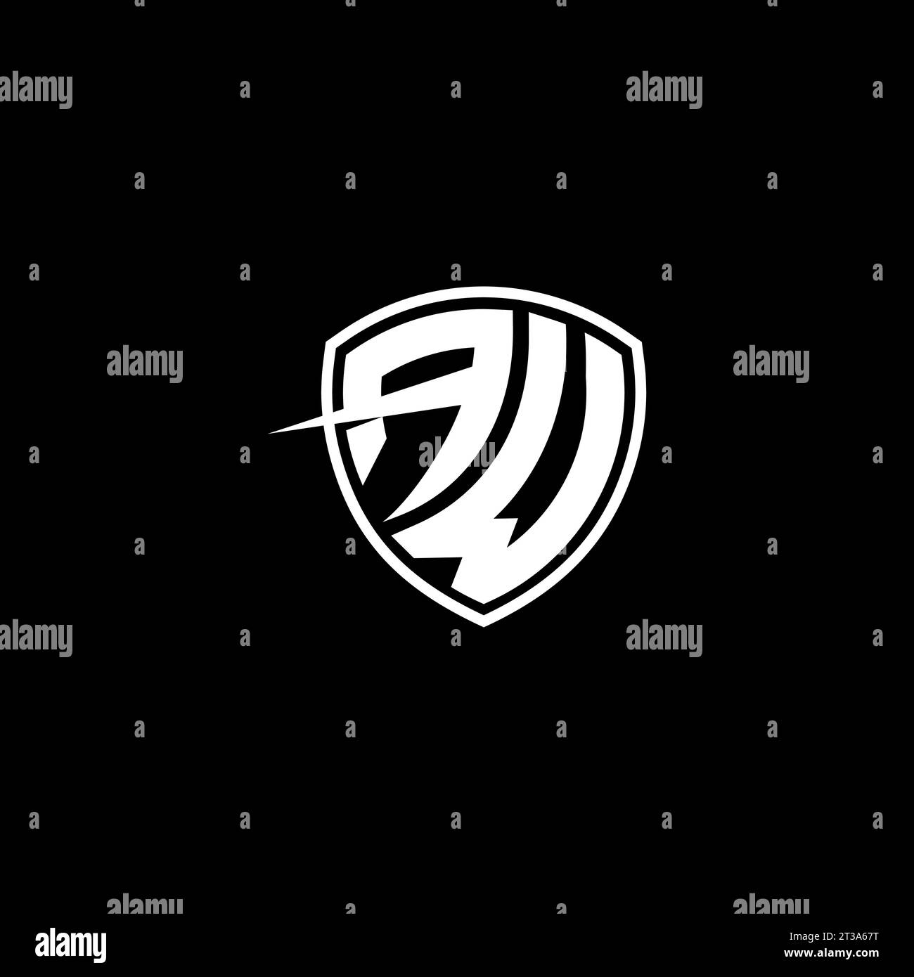 AW logo monogram emblem style with shield shape design template ideas Stock Vector