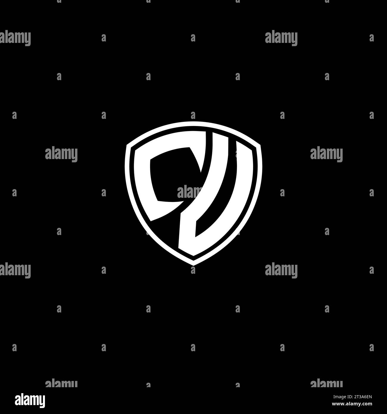 CV logo monogram emblem style with shield shape design template ideas Stock Vector