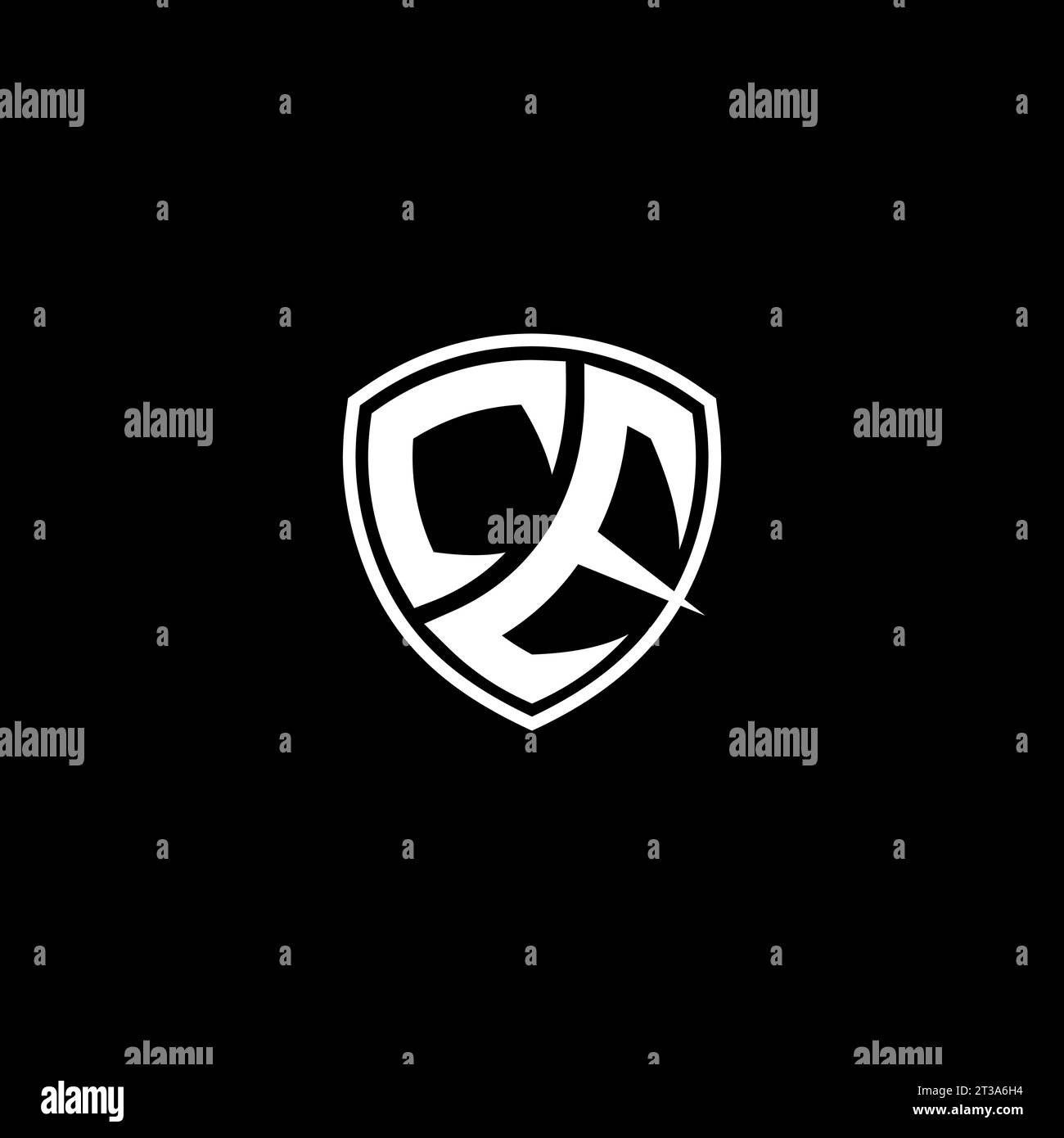 CE logo monogram emblem style with shield shape design template ideas Stock Vector