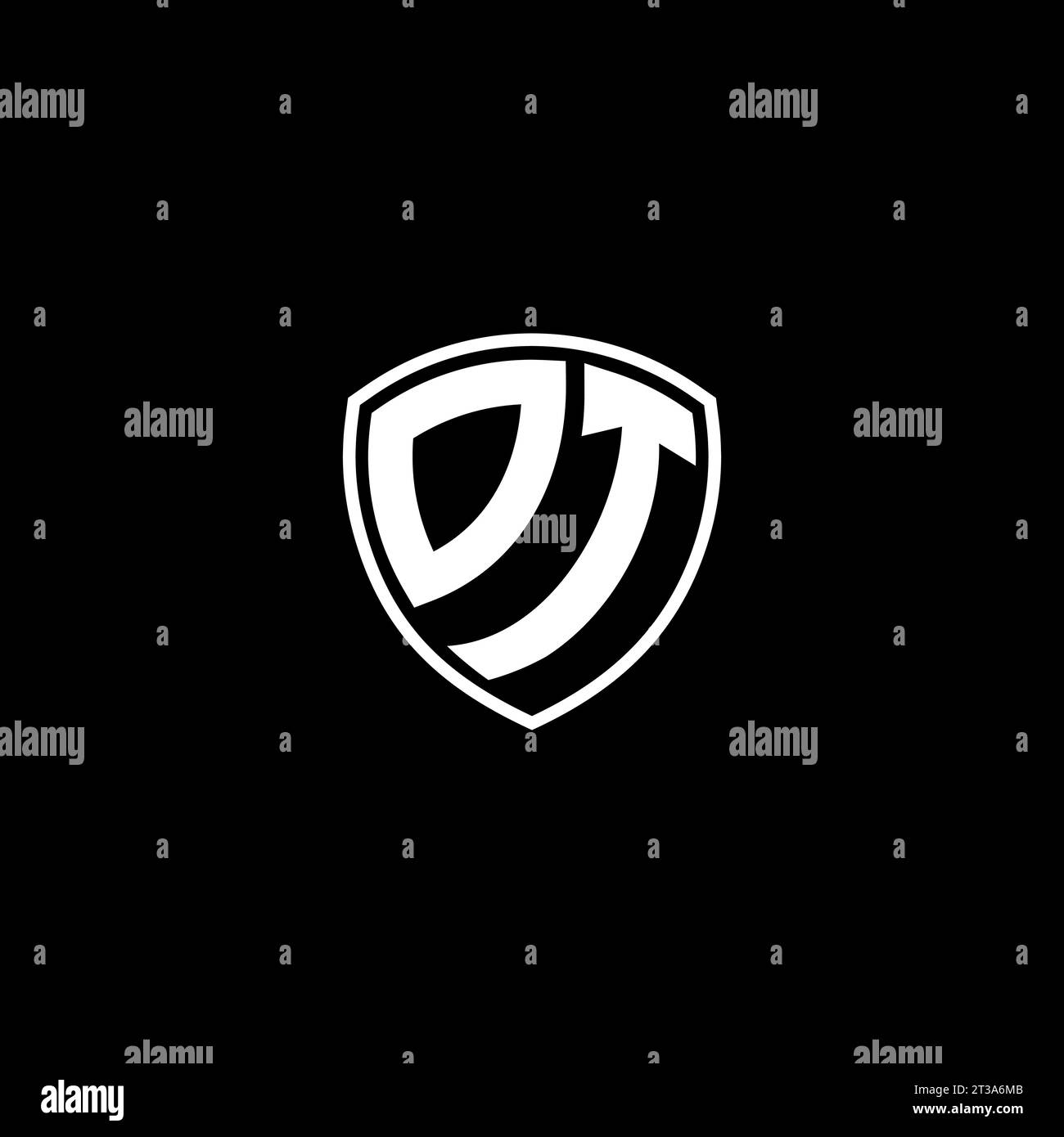 DT logo monogram emblem style with shield shape design template ideas Stock Vector
