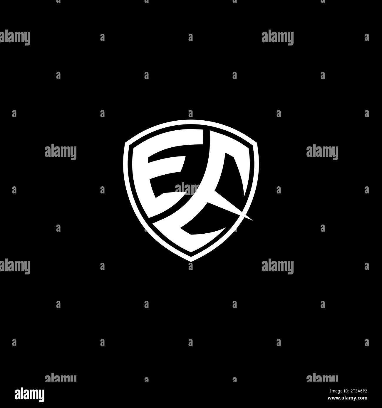 EE logo monogram emblem style with shield shape design template ideas Stock Vector