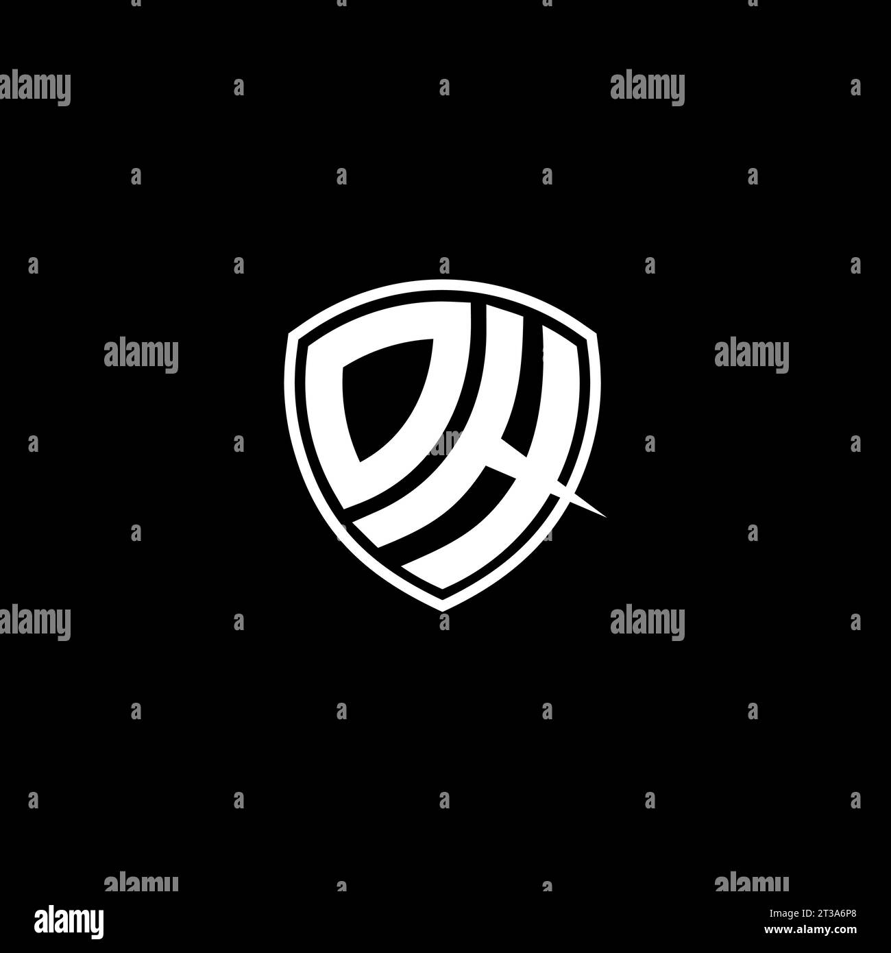DH logo monogram emblem style with shield shape design template ideas Stock Vector