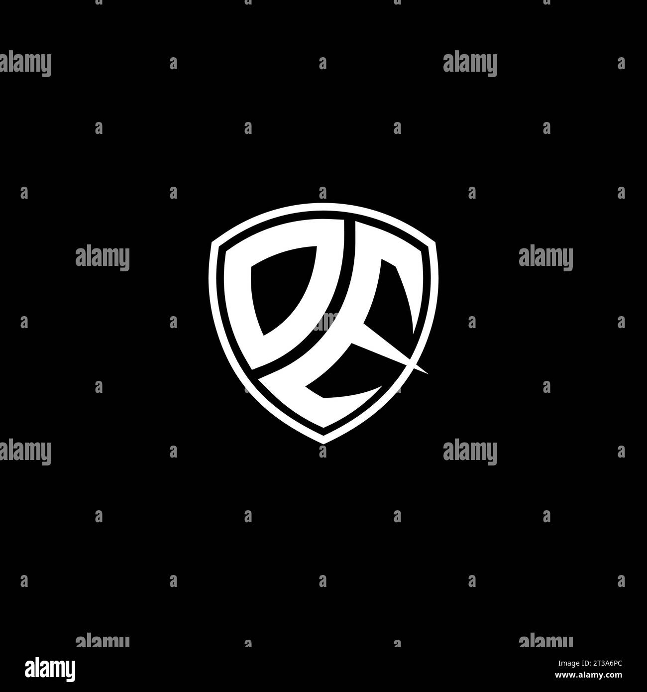DE logo monogram emblem style with shield shape design template ideas Stock Vector