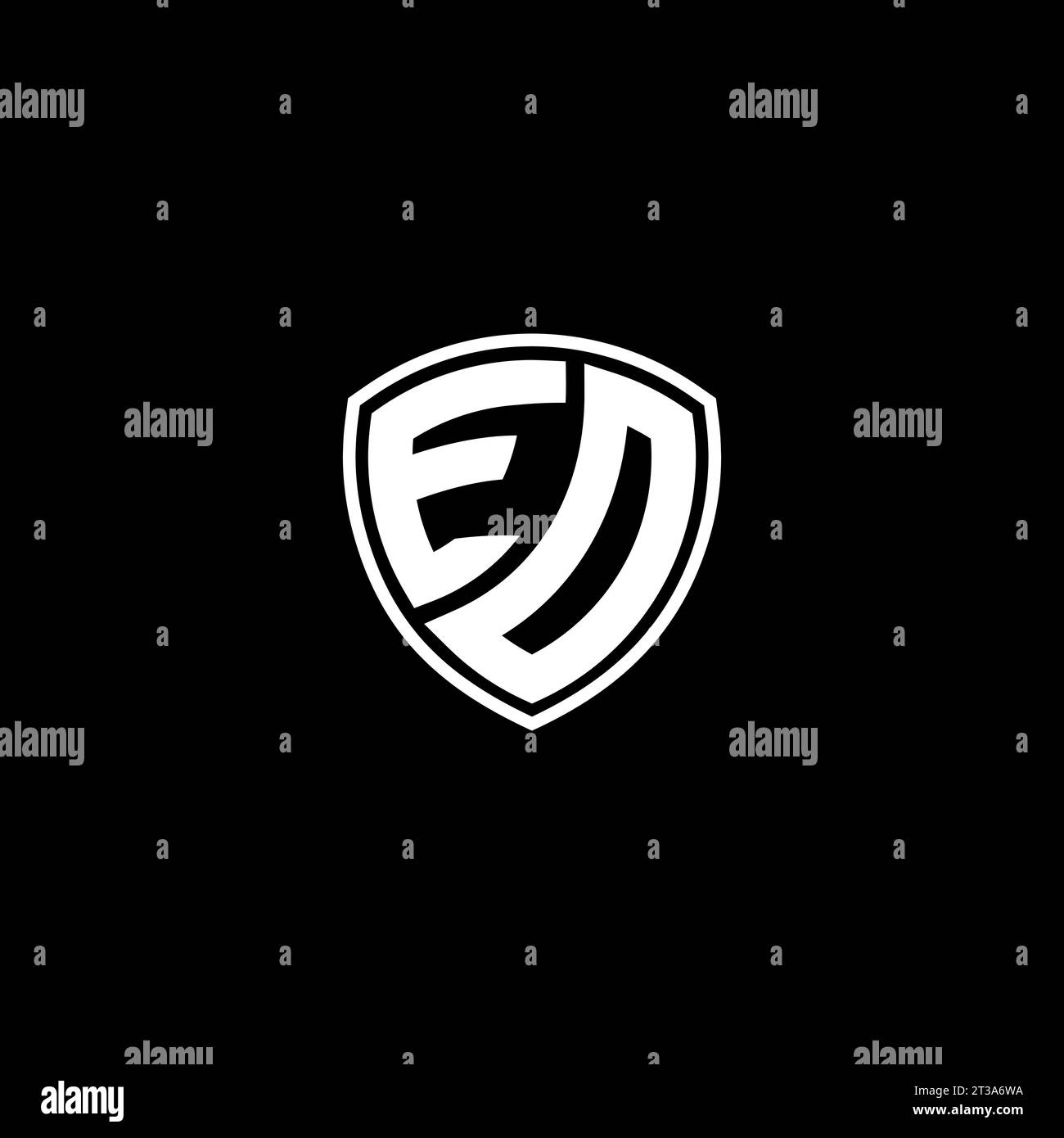 EO logo monogram emblem style with shield shape design template ideas Stock Vector