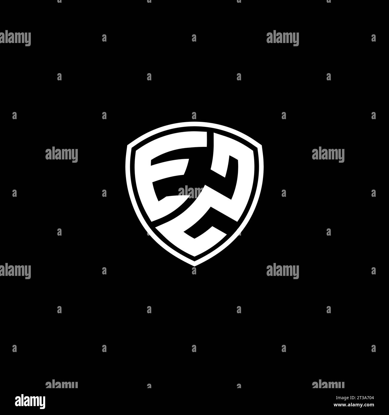 EZ logo monogram emblem style with shield shape design template ideas Stock Vector