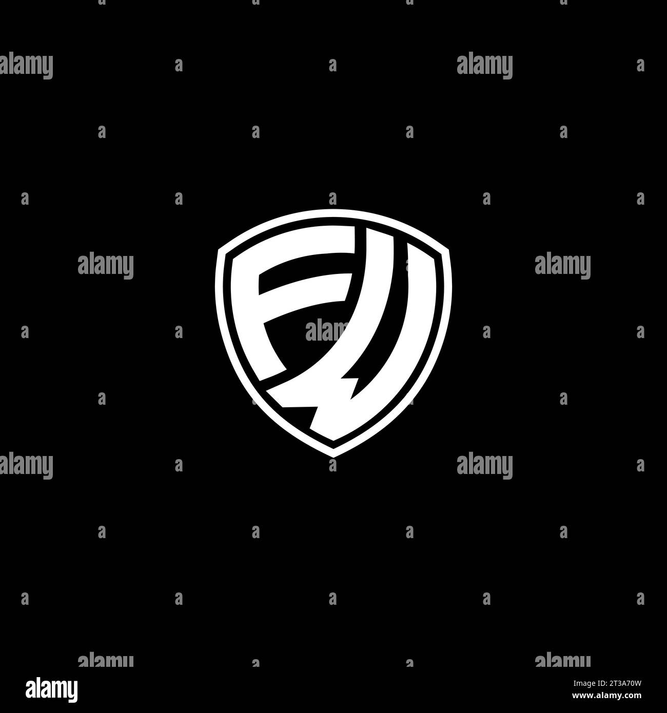 FW logo monogram emblem style with shield shape design template ideas Stock Vector