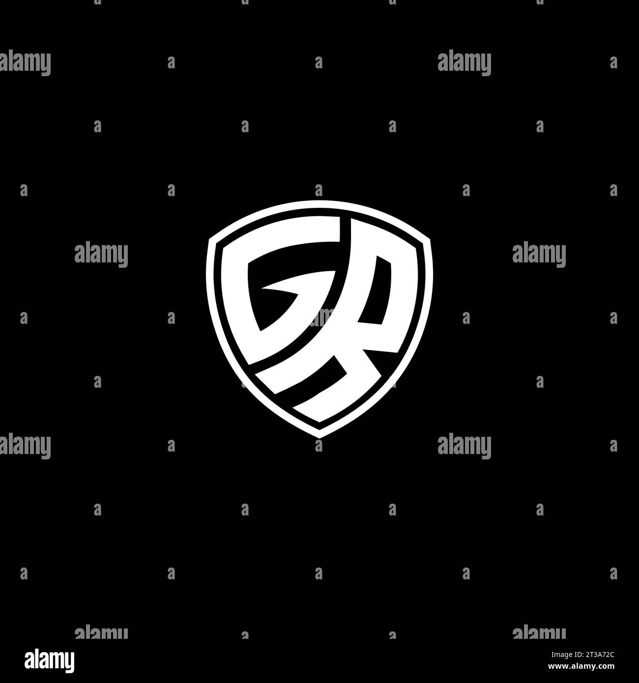 GR logo monogram emblem style with shield shape design template ideas Stock Vector