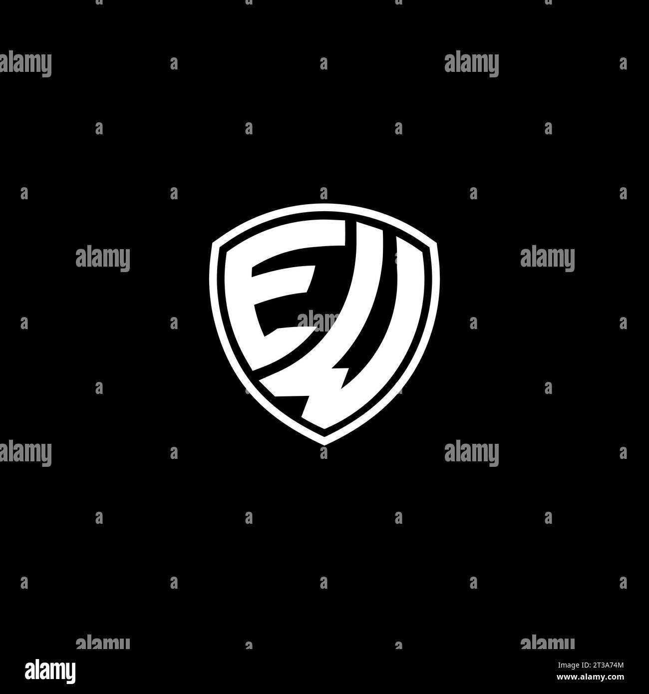 EW logo monogram emblem style with shield shape design template ideas Stock Vector