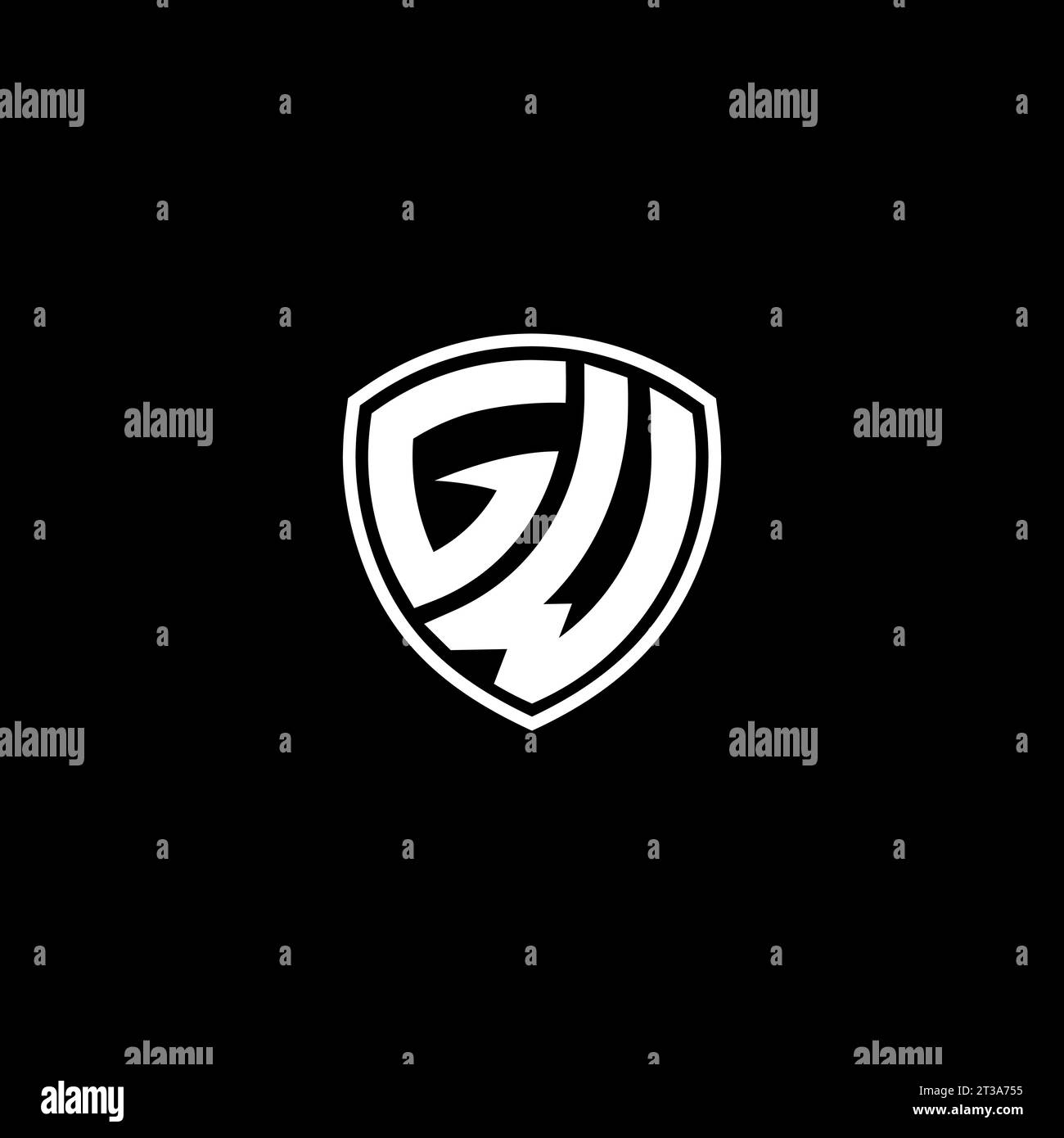 GW logo monogram emblem style with shield shape design template ideas Stock Vector