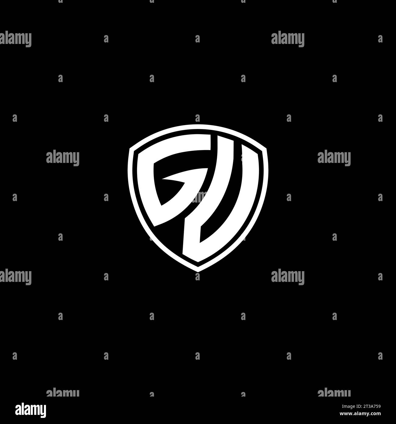 GV logo monogram emblem style with shield shape design template ideas Stock Vector